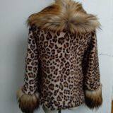 Women's Leopard Fake Fur Jgacket With Big Wool Collar, Clothin thumbnail-2