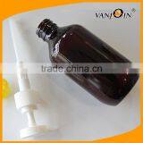 10 oz Cone Top Round Amber Lotion Bottle With White Pump Sprayer thumbnail-2