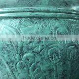 Embossed Hose Pot With Lid-Patina Finish , Green Patina Garden Decor thumbnail-2