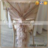 Chiffon Ruffled Banquet Chair Cover for Wedding Party thumbnail-5