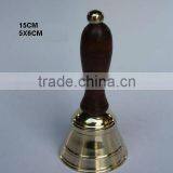 Wooden Handle Brass Bell With Mirror Polish thumbnail-1