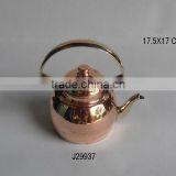 Copper Kettle With Pewter Lining and Brass Handle Polished thumbnail-1