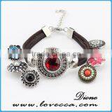 Hottest Design Wholesale Shiny Fashion Leather Snap Charm Button Bracelet thumbnail-1