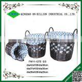 High Quality Hand Knitting Black Wicker Laundry Basket thumbnail-2