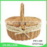 Woven Wicker Material Food Hamper With Foldable Lid thumbnail-3