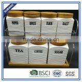 Coffee Tea Sugar Ceramic Storage Jar With Bamboo Lid thumbnail-1