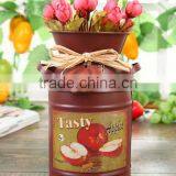 Mini Milk Bucket Style Flower Pot Country Side Metal Flower Planter thumbnail-4