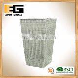 Hand Woven Plastic Rattan Storage Bucket Outdoor Decorative Flowerpot thumbnail-1