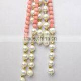 3 Rows 45 Inch 5mm Pink Round Red Original Coral Beads Necklace thumbnail-2