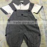 Wholesale Baby Clothing Set 2017 Grey Overalls and Polo Tee Shirt Cotton Suits thumbnail-1
