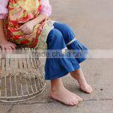 Harem Pants Kids Navy Blue Pants Child Girls Vintage Flared Trousers Wholesale Ruffle Pants 100% Cotton Kids Trousers on Sale thumbnail-3