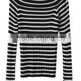 EY0875S New Design 2016 Women Boat Neck Stripe Pullover Sweaters thumbnail-3