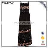 Sleeveless Paid With Paypal Long Flower Print Black Maxi Dress Long Casual thumbnail-5