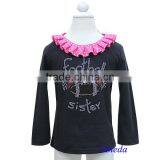 Girl Polka Dots Collar Rhinestone Football Sister Black Long Sleeves Top 1-7Y thumbnail-1