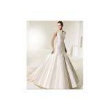 Ball Gown Open Neckline Cathedral Train Satin Bowknot V-back Wedding Dress thumbnail-1