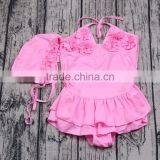 Yawoo New Arrival Baby Girls Pink Swinwear 2pcs Cute Set Infant Kids Bikini With Bathing Cap
