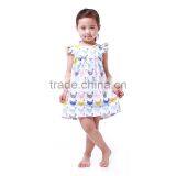Classical pastoral chick pattern children clothes flutter cap Sleeve baby girl summer dress M6050509