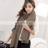New Fashion Oem Thick Acrylic Knitted Infinity Pocket Scarf
