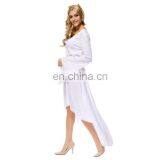 Fast Delivery Pure White Erotic V Neck T-shirt Women Beach Dress thumbnail-5
