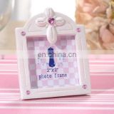 Pearl White Photo Frame Cross with pink Color Stones baby frame