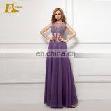 Sexy Beaded See Through Long Chiffon Purple Prom Dress Suzhou