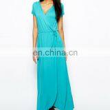 CHEFON Wrap Front Blue Maxi Dress thumbnail-1