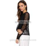 Long Sleeves Black Lace Fashion Blouses 2015 thumbnail-3