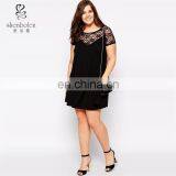 Plus Size Sexy Mini Patterns for Lace Insert Skater Dress for Fat Women thumbnail-1