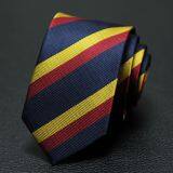 Self-tipping Silver Polyester Woven Necktie Classic Strips Adult