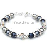 new fashion cheap jewelry glass imitation pearl shamballa bracelet for kids