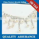 W0319 pearl rhinestone banding for shoes,pearl rhinestone chain for decoration,rhinestone chains for shoes decoration