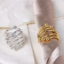 Wholesale Metal 6 Pearls Spiral Wedding Gold Napkin Ring thumbnail-3