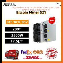 New Antminer Bitcoin Miner S21 200T 3500W 17.5J/T BTC BCH BSV SHA256 Air-cooling Miner Crypto Mining Machine