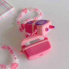 2024 Pink Walkie Talkie Design Earphone Case for Airpods Pro 1 2 3 Cartoon Cute Silicone Protective Cover With Plush Pendant thumbnail-2