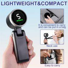 Foldable Handheld Turbo Fan With LED Display - USB Rechargeable, 5 Speeds, 1800mAh Battery, Ultra-Quiet Portable Fan for Travel thumbnail-2
