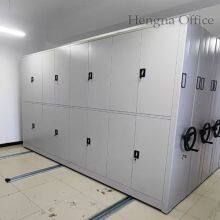 Unidad de estantería móvil de ahorro de espacio para oficinas y pequeños espacios de trabajo, compartimentos personalizables para documentos y archivos, operación manual fácil thumbnail-2