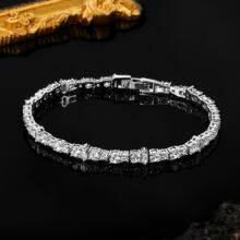 New Fashion Rectangle Silver Color on Hand Bracelet Bangle for Women Valentine's Day Gift Jewelry Wholesale S8070 thumbnail-3