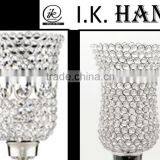 Crystal Beads Candle T-light Holder , Silver Crystal Candle Pillar Holder Manufacturer