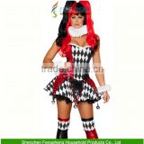 New Women's Halloween Adult Harlequin Jester Fancy Dress Cosplay Honey Clown Costume Ladies