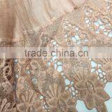 High Grade Newest Embroidery Lace Brim Plain Cotton Linen Muslim Long Scarf thumbnail-6