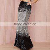 Black Silver Gradient Long Fitted Sequin Maxi Skirt thumbnail-1