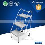Supermarket Use Library Book Ladder 3 Tiers With Wheel