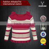 new spring collar butterfly stripes five points sleeve knitted sweater for woman clothes 2015