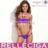 Purple Storm - RELLECIGA Jungle Jewel 1/2 Cup Bandeau With Mild Push-up Molded Foam Padding Bikini Set Swimwear
