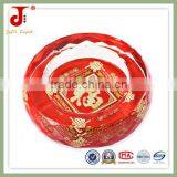 Round Red Chinese Character Fu Blessing Lucky Present Crystal Ashtray For Holiday Gift thumbnail-1