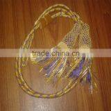 Gold and Purple French Spanish Metal Bullion Wire Tassels Borlas With Long Rope Cord thumbnail-1