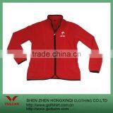 Women's red color polar fleece jacket with customize embroidery logo