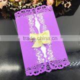 High Quality Decorating Laser Cut Gold Marriage Invitation Card thumbnail-3