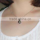 Beautiful Chinese Lute Shape Tahiti AAAA Top Qualtity Round Black 10-11mm 925 Silver Sea Pearl Pendant thumbnail-4