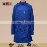 Shiny Blue Women Trench Coat With High Quality Fabric thumbnail-1